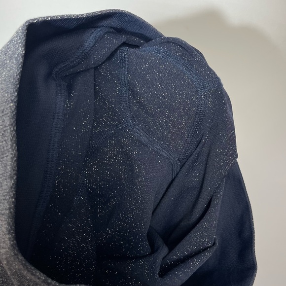 Athleta Twilight Tight Navy Sparkly Silver Metallic High Waisted Leggings Size L - Picture 10 of 15